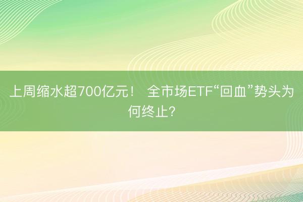 上周缩水超700亿元！ 全市场ETF“回血”势头为何终止？