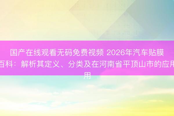 国产在线观看无码免费视频 2026年汽车贴膜百科：解析其定义、分类及在河南省平顶山市的应用