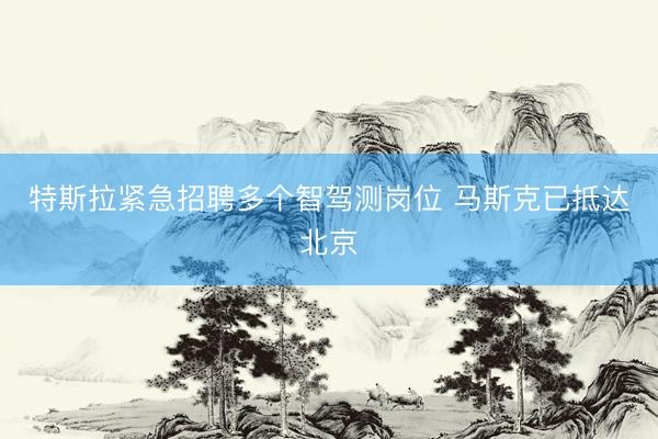 特斯拉紧急招聘多个智驾测岗位 马斯克已抵达北京