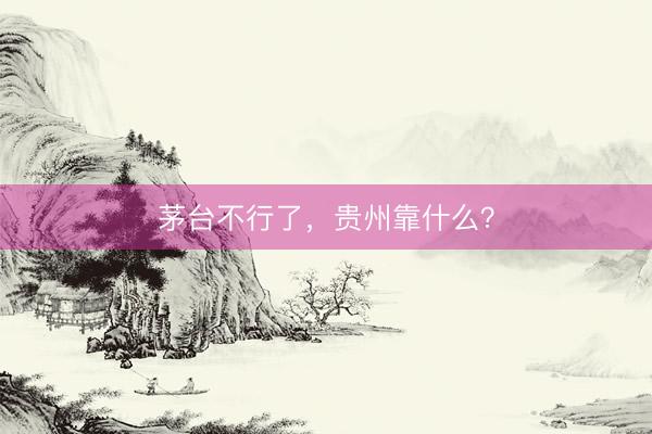 茅台不行了，贵州靠什么？
