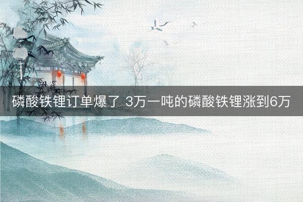 磷酸铁锂订单爆了 3万一吨的磷酸铁锂涨到6万