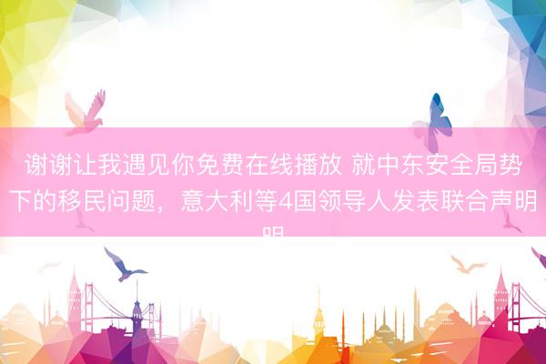 谢谢让我遇见你免费在线播放 就中东安全局势下的移民问题，意大利等4国领导人发表联合声明