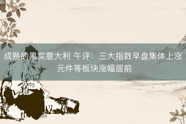 成熟的果实意大利 午评：三大指数早盘集体上涨 元件等板块涨幅居前