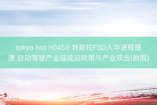 tokyo hot n0459 特斯拉FSD入华进程提速 自动驾驶产业链或迎政策与产业双击(附股)