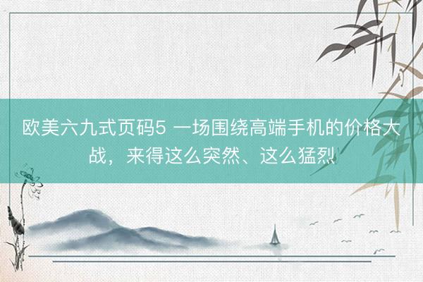 欧美六九式页码5 一场围绕高端手机的价格大战，来得这么突然、这么猛烈