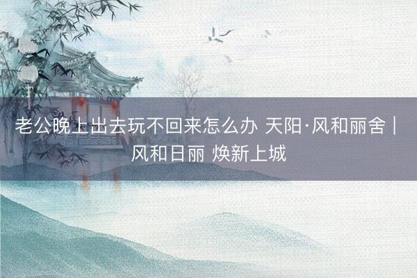 老公晚上出去玩不回来怎么办 天阳·风和丽舍 | 风和日丽 焕新上城