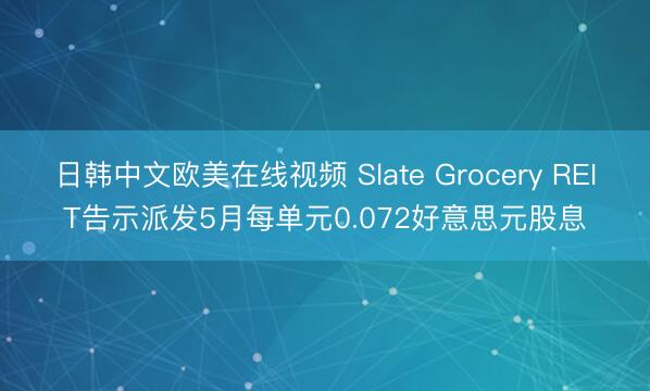日韩中文欧美在线视频 Slate Grocery REIT告示派发5月每单元0.072好意思元股息