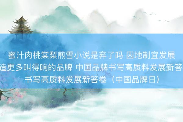 蜜汁肉桃棠梨煎雪小说是弃了吗 因地制宜发展新质分娩力，打造更多叫得响的品牌 中国品牌书写高质料发展新答卷（中国品牌日）