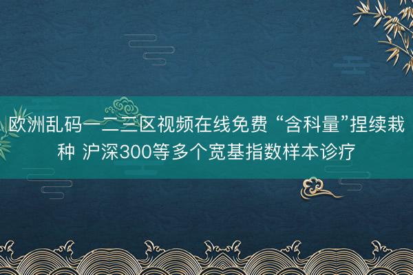 欧洲乱码一二三区视频在线免费 “含科量”捏续栽种 沪深300等多个宽基指数样本诊疗