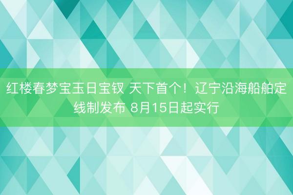 红楼春梦宝玉日宝钗 天下首个！辽宁沿海船舶定线制发布 8月15日起实行
