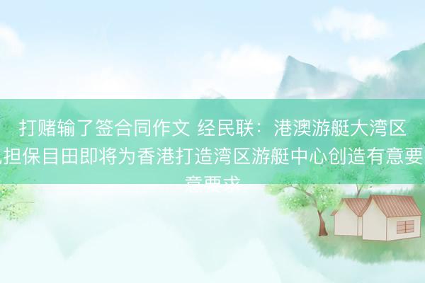 打赌输了签合同作文 经民联：港澳游艇大湾区免担保目田即将为香港打造湾区游艇中心创造有意要求